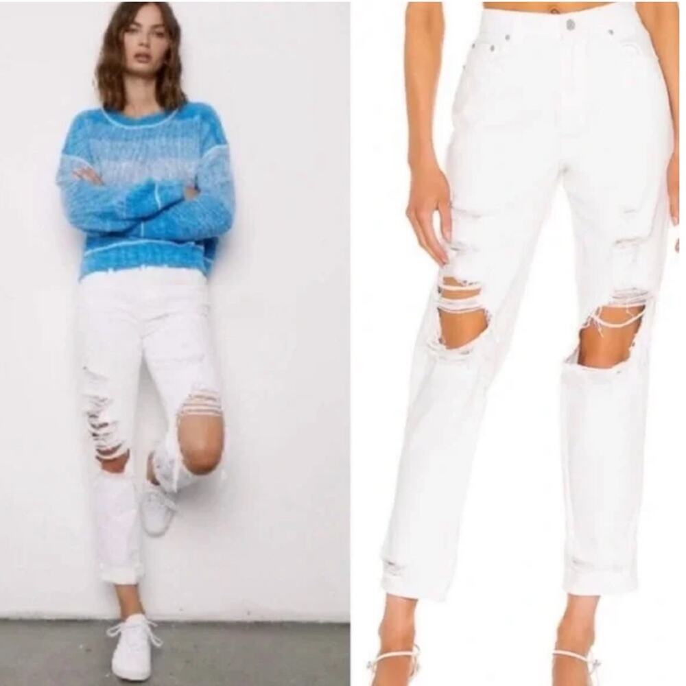 Pistola Presley High Rise Relaxed Roller In Blizzard White Size 26 Distressed